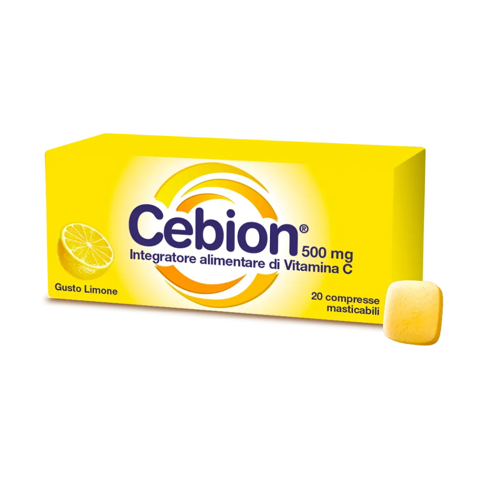 Cebion Integratore Vitamina C Gusto Limone, 20 compresse masticabili