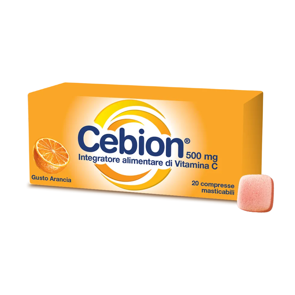 Cebion Vitamina C 500 mg - Integratore per le difese immunitarie, 20 compresse masticabili