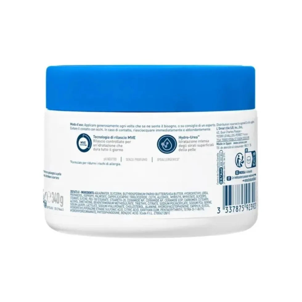 CeraVe Crema Corpo Idratante Intensiva Pelle molto Secca e Prurito, 340g
