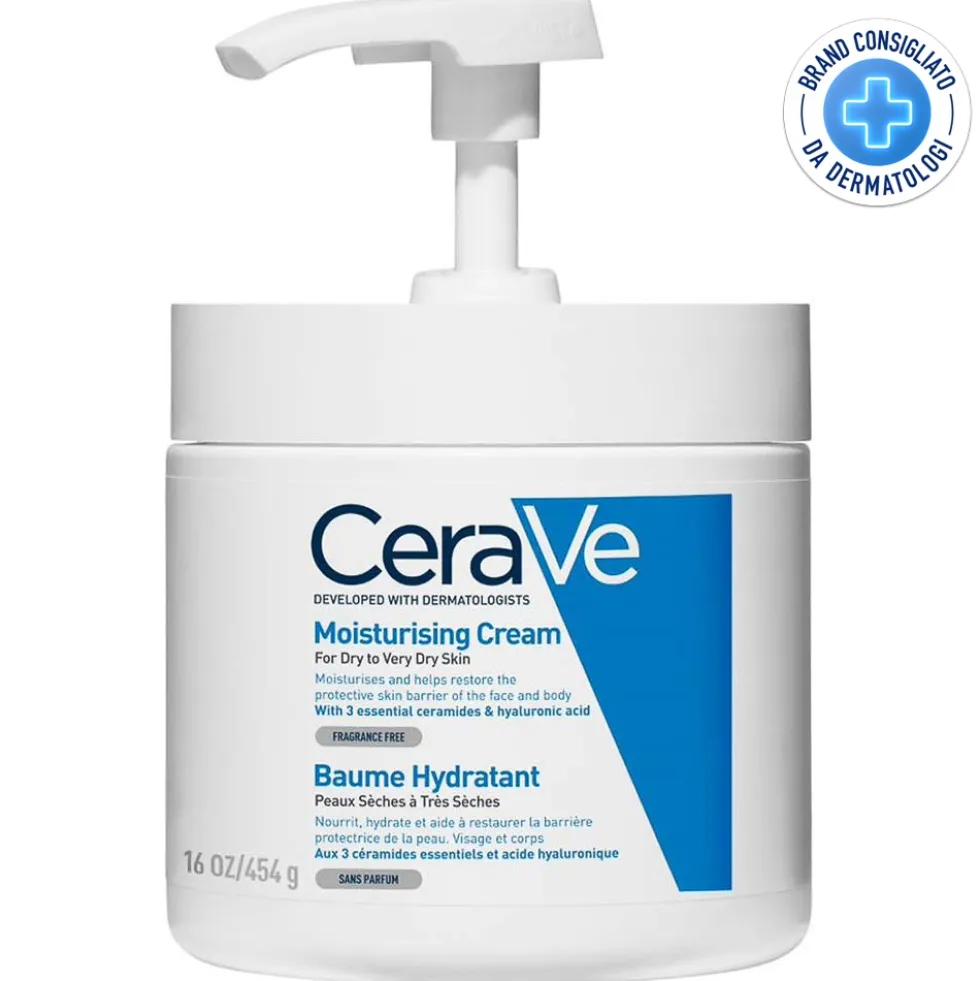 CeraVe Crema Corpo Idratante Pelle Molto Secca con Dispenser, 454ml