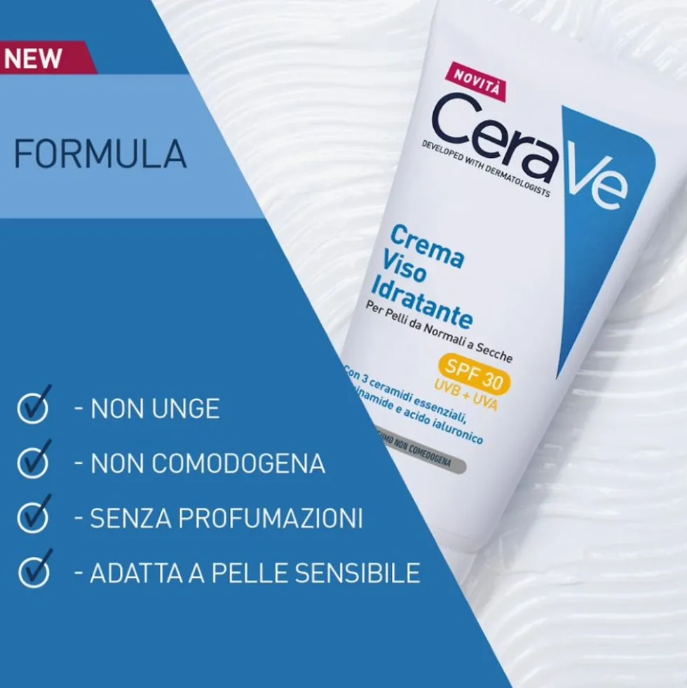 CeraVe Crema Viso Idratante SPF30 24 Ore con Acido Ialuronico, 52ml