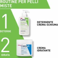 CeraVe Detergente Crema-Schiuma Idratante Deterge e Idrata con Ceramidi, 236ml