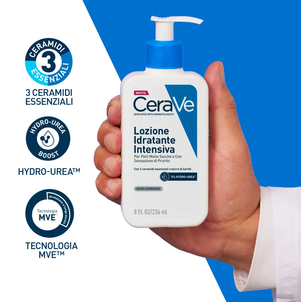 CeraVe Lozione Idratante Intensiva per Pelle Secca e Molto Secca con Prurito Idrata e Dona Sollievo, 236ml