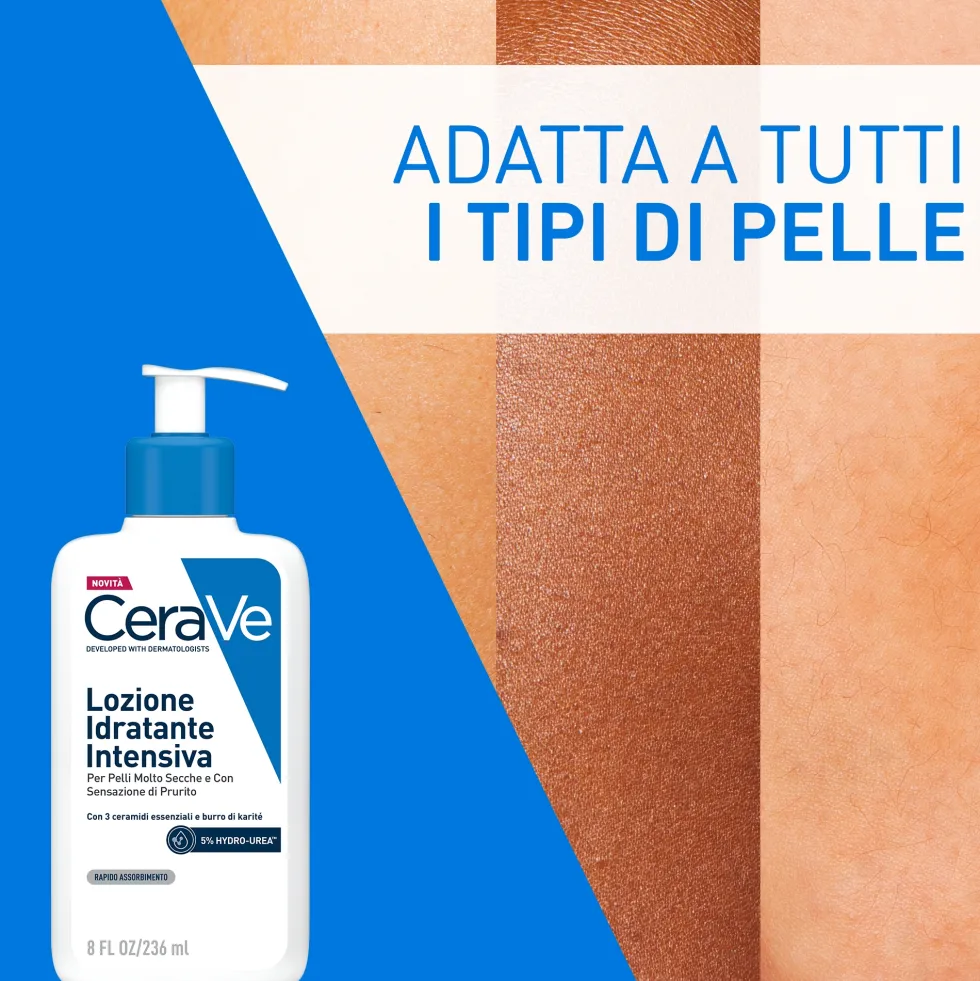 CeraVe Lozione Idratante Intensiva per Pelle Secca e Molto Secca con Prurito Idrata e Dona Sollievo, 236ml