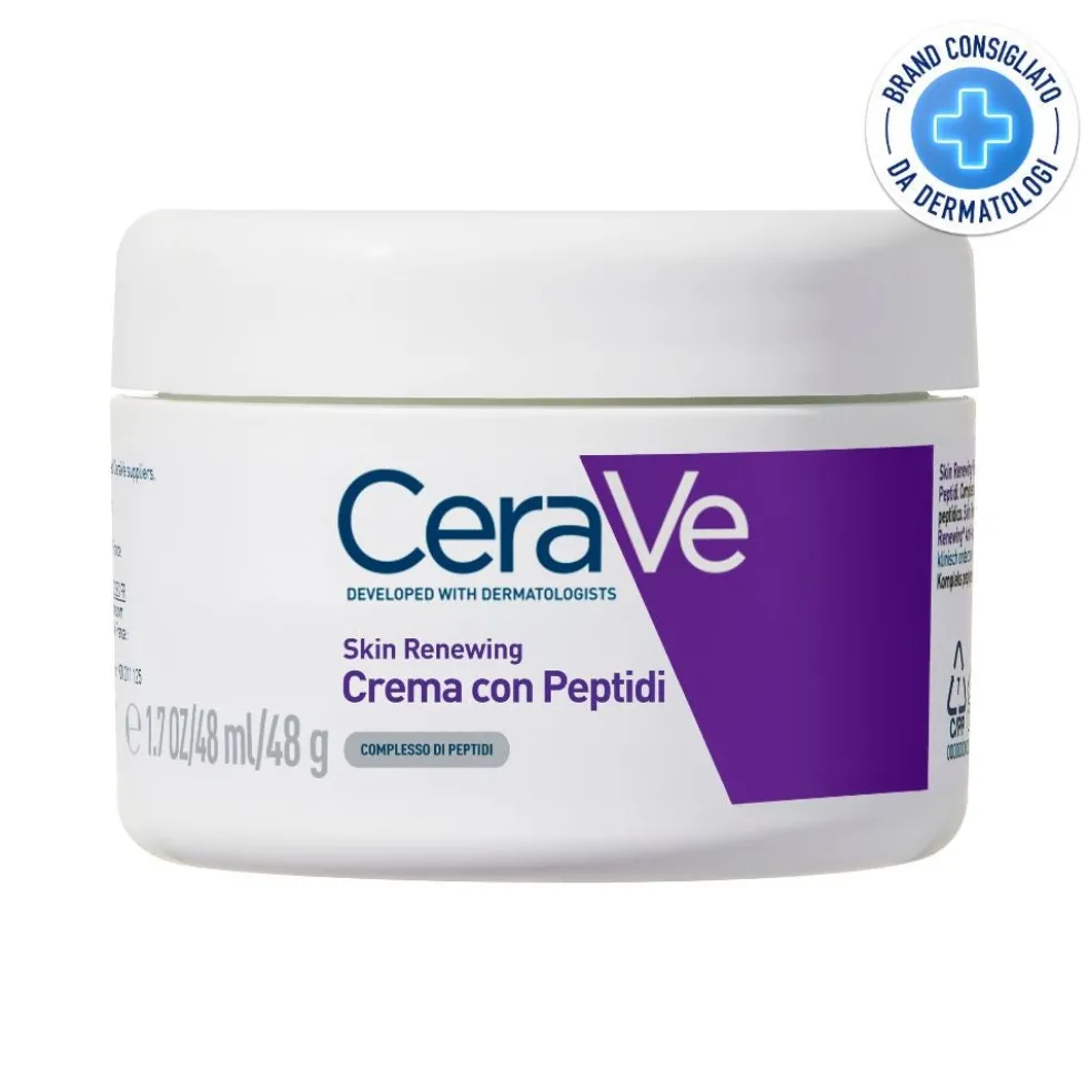 CeraVe Skin Renewing Cream Crema Viso con Peptidi Idratante Primi Segni dell'Età, 50ml