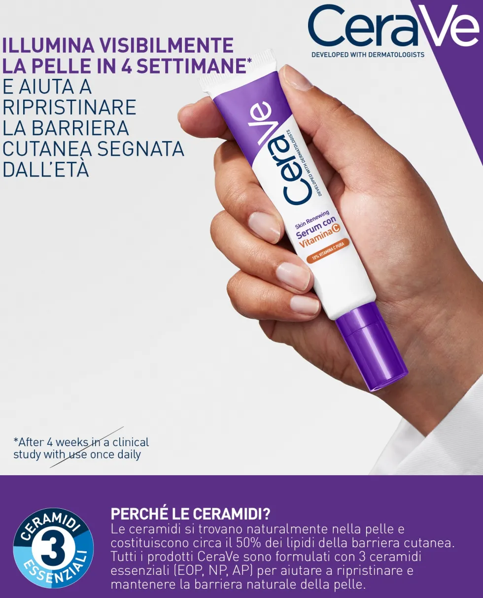 CeraVe Skin Renewing - Siero Viso con Vitamina C Illuminante e Antiossidante, 30ml