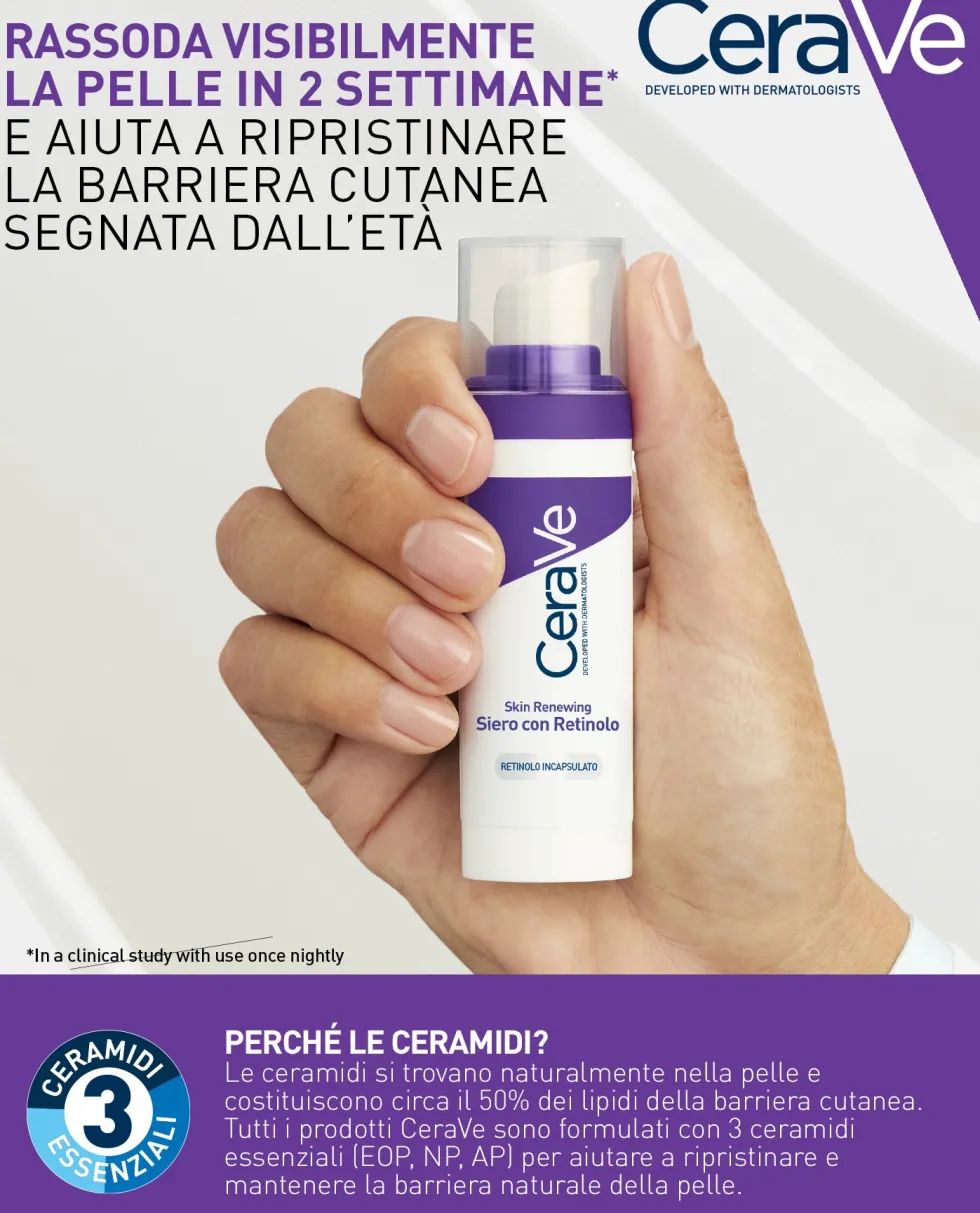CeraVe Skin Renewing - Siero Viso con Retinolo Anti Età Prime Rughe, 30ml