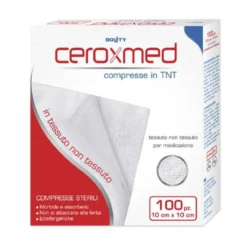 Ceroxmed Compresse di garza 10x10 cm - Medicazione in tessuto non tessuto per ferite, 100 pezzi