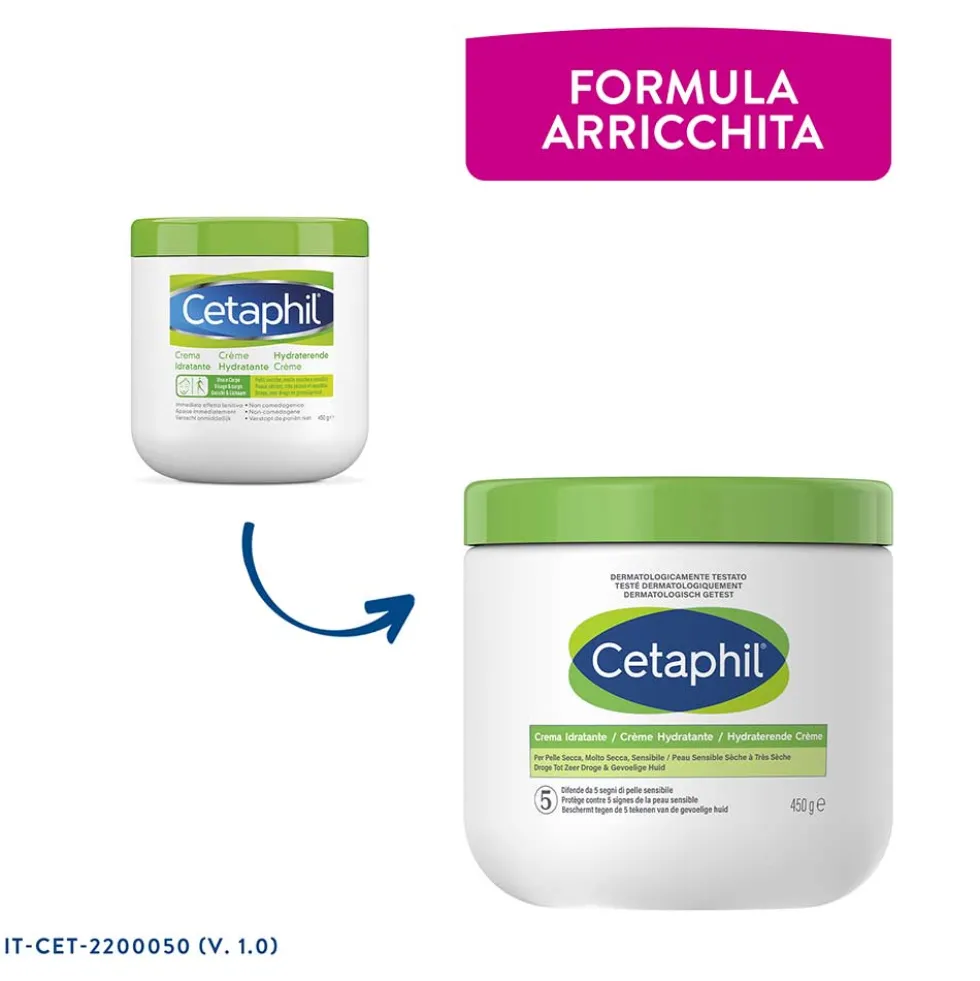 Cetaphil Crema Idratante - Crema per il viso e il corpo per la pelle secca e sensibile, 450 g