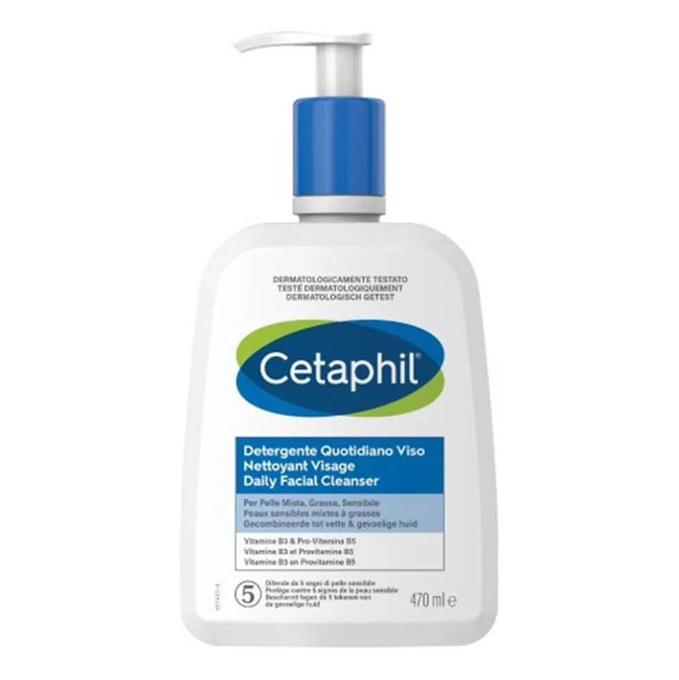 Cetaphil Detergente Quotidiano Viso Pelle Mista Grassa Sensibile, 470ml