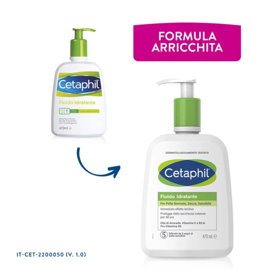 Cetaphil Fluido Idratante - Emulsione idratante per la pelle normale, secca e sensibile, 470 ml