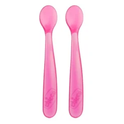 Chicco Cucchiaio in morbido silicone rosa 6m+ - Cucchiaio per iniziare lo svezzamento, 2 pezzi