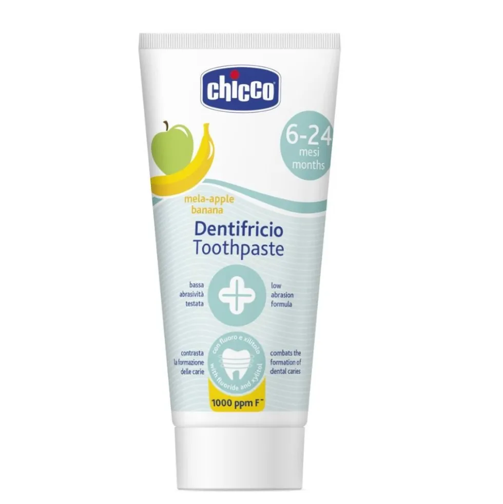Chicco Dentifricio Mela Banana con Fluoro 6-24 mesi, 50ml