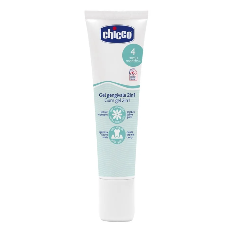 Chicco Gel Gengivale 2in1 - Gel lenitivo e igienizzante per la dentizione dai 4 mesi, 30 ml