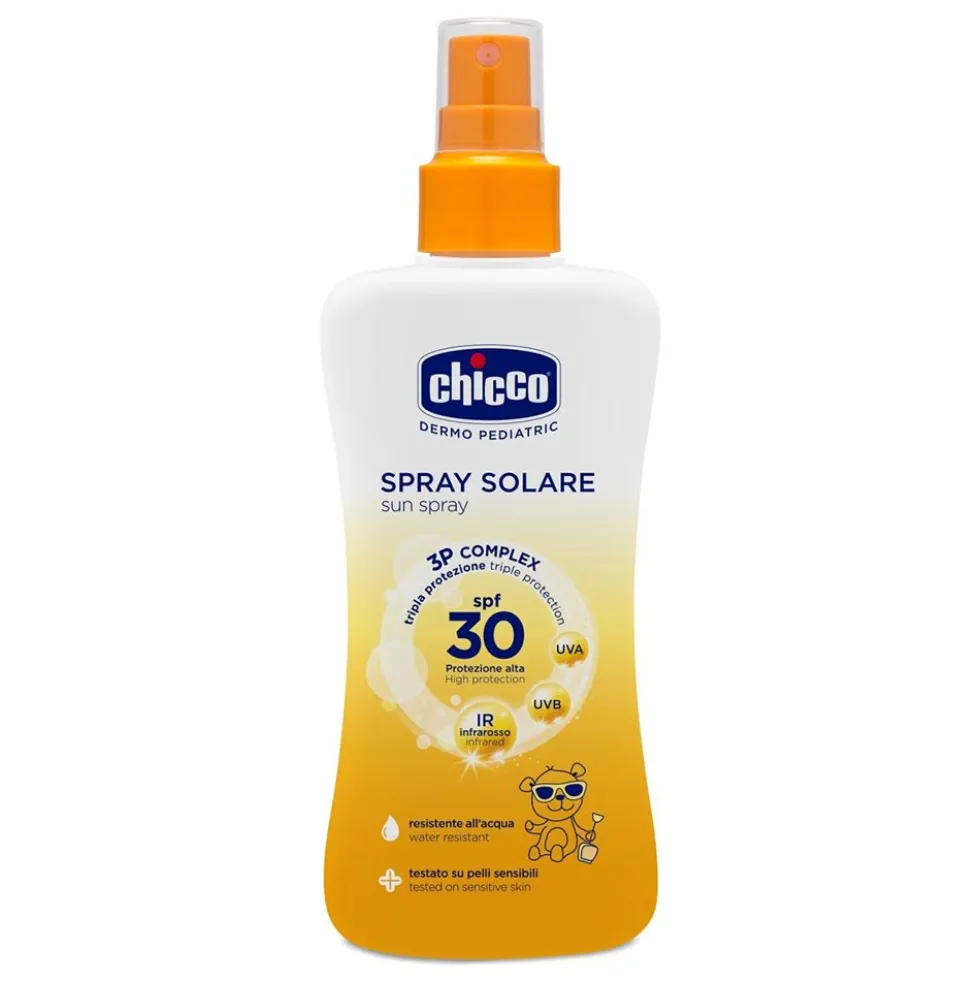Chicco Latte Solare Spray SPF 30 Protezione Alta IR UVA UVB Bambini, 150ml