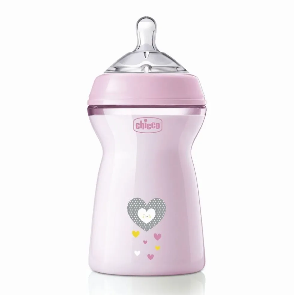 Chicco Natural Feeling - Biberon 6m+ Flusso Rapido Rosa, 330ml