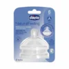 Chicco Natural Feeling 6m+ - Tettarella anticolica in silicone per il flusso pappa, 2 pezzi