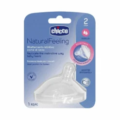 Chicco Natural Feeling - Tettarella in Silicone 2M+ Flusso Medio, 1 Pezzo