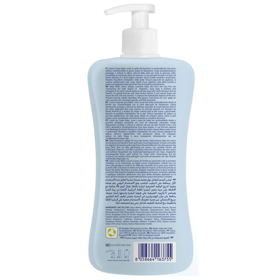 Chicco Natural Sensation - Baby Crema Corpo per Bambini 0M+, 500ml