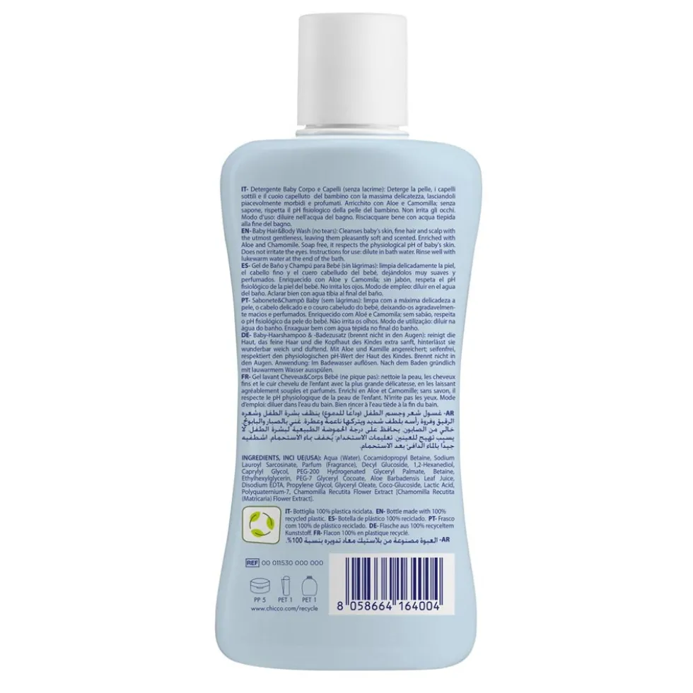 Chicco Natural Sensation - Baby Detergente Corpo e Capelli per Bambini 0M+,200ml