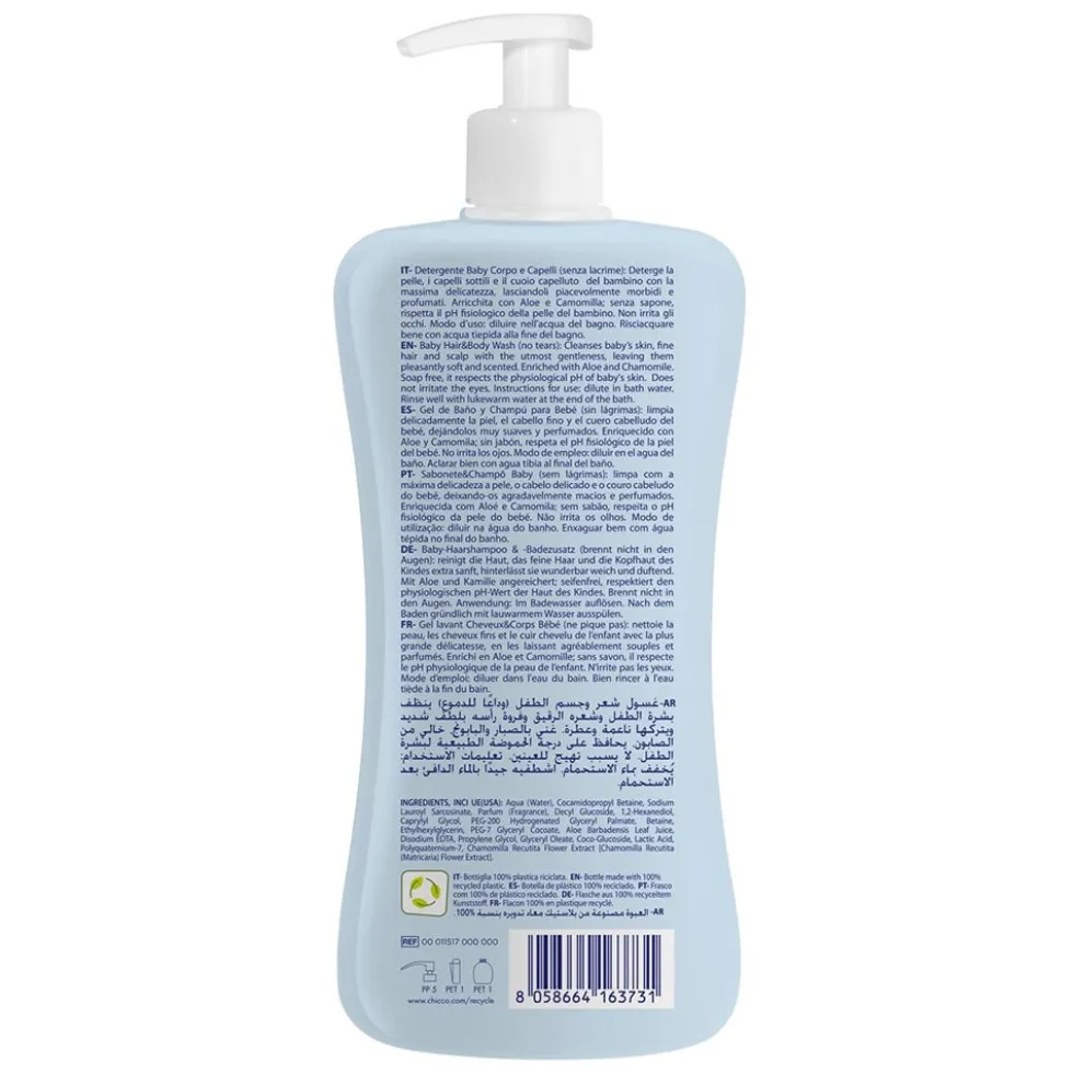 Chicco Natural Sensation - Baby Detergente Corpo e Capelli per Bambini 0M+,500ml
