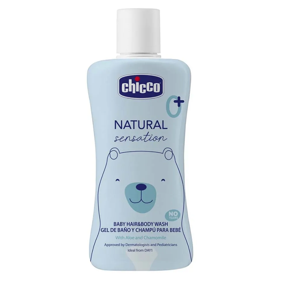 Chicco Natural Sensation - Set per l'igiene del bebè con detergente e crema corpo, 200 ml e 150 ml