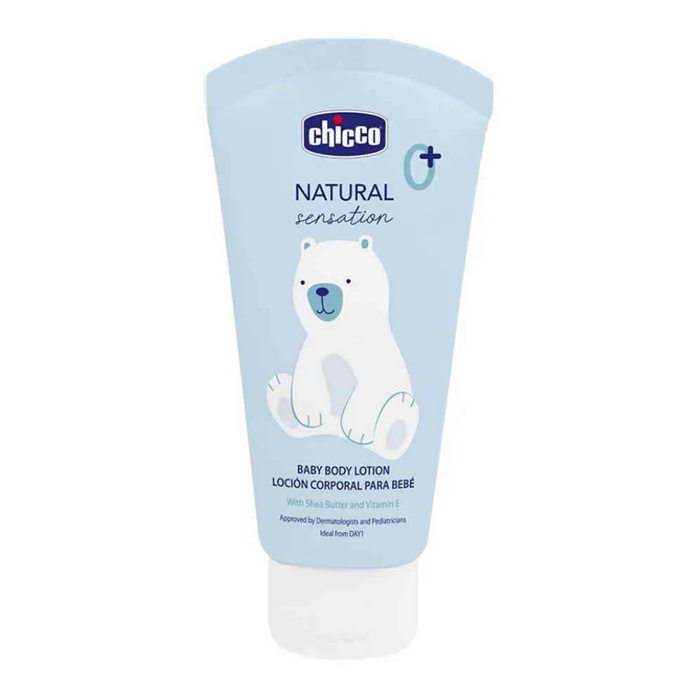 Chicco Natural Sensation - Set per l'igiene del bebè con detergente e crema corpo, 200 ml e 150 ml