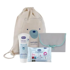 Chicco Natural Sensation Set Cambio - Set per il cambio pannolino, crema 100 ml e 16 salviettine