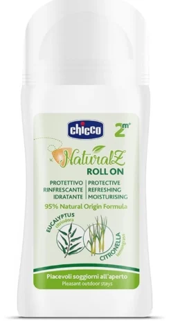 Chicco Natural Z - Roll-on antizanzare rinfrescante per proteggere la pelle dei bambini, 60 ml