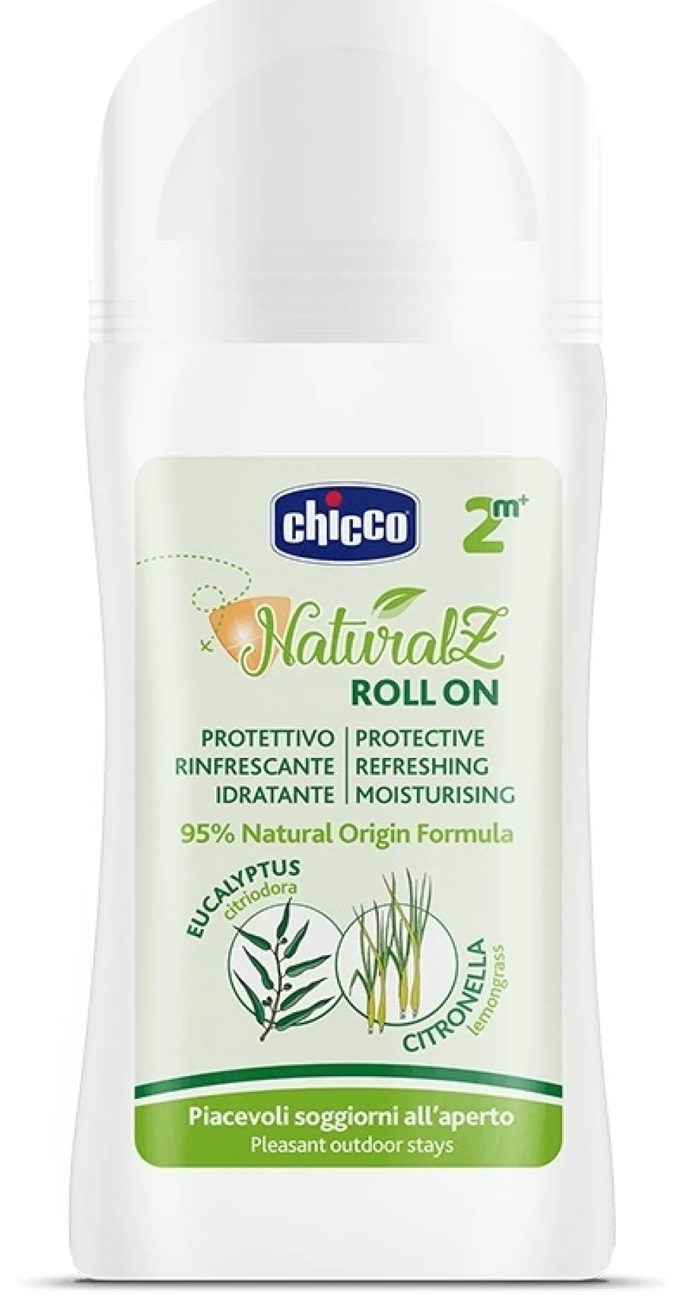 Chicco Natural Z - Roll-on antizanzare rinfrescante per proteggere la pelle dei bambini, 60 ml