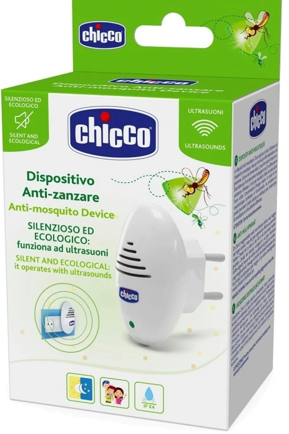 Chicco Nozzz - Dispositivo antizanzare a ultrasuoni silenzioso per gli ambienti, 1 pezzo