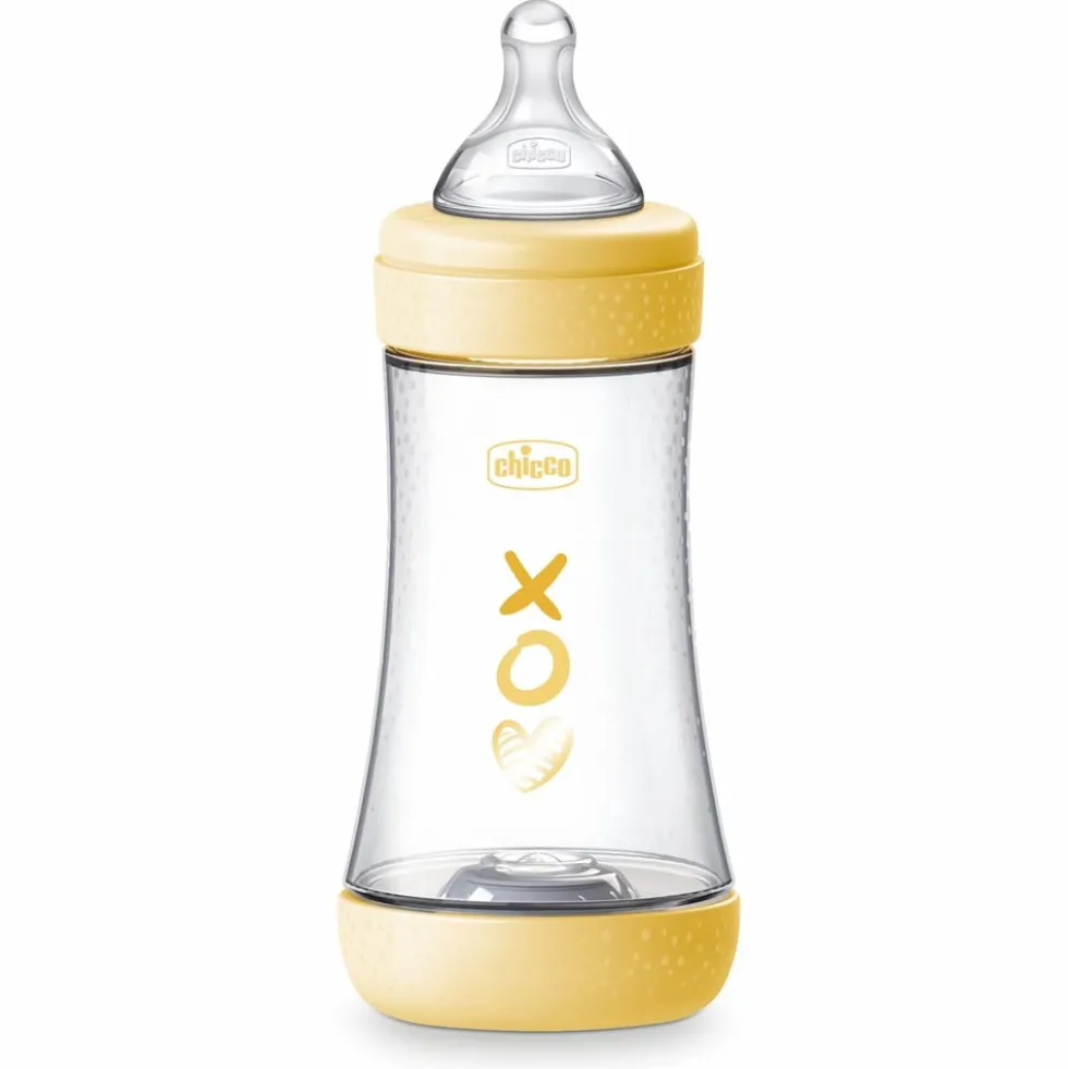 Chicco Perfect 5 - Biberon 2M+ Giallo Flusso Medio Capacità 240ml, 1 Pezzo