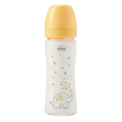 Chicco Perfect Easy Biberon Anti-Colica in Vetro 240ml Colore Giallo, 1 Pezzo