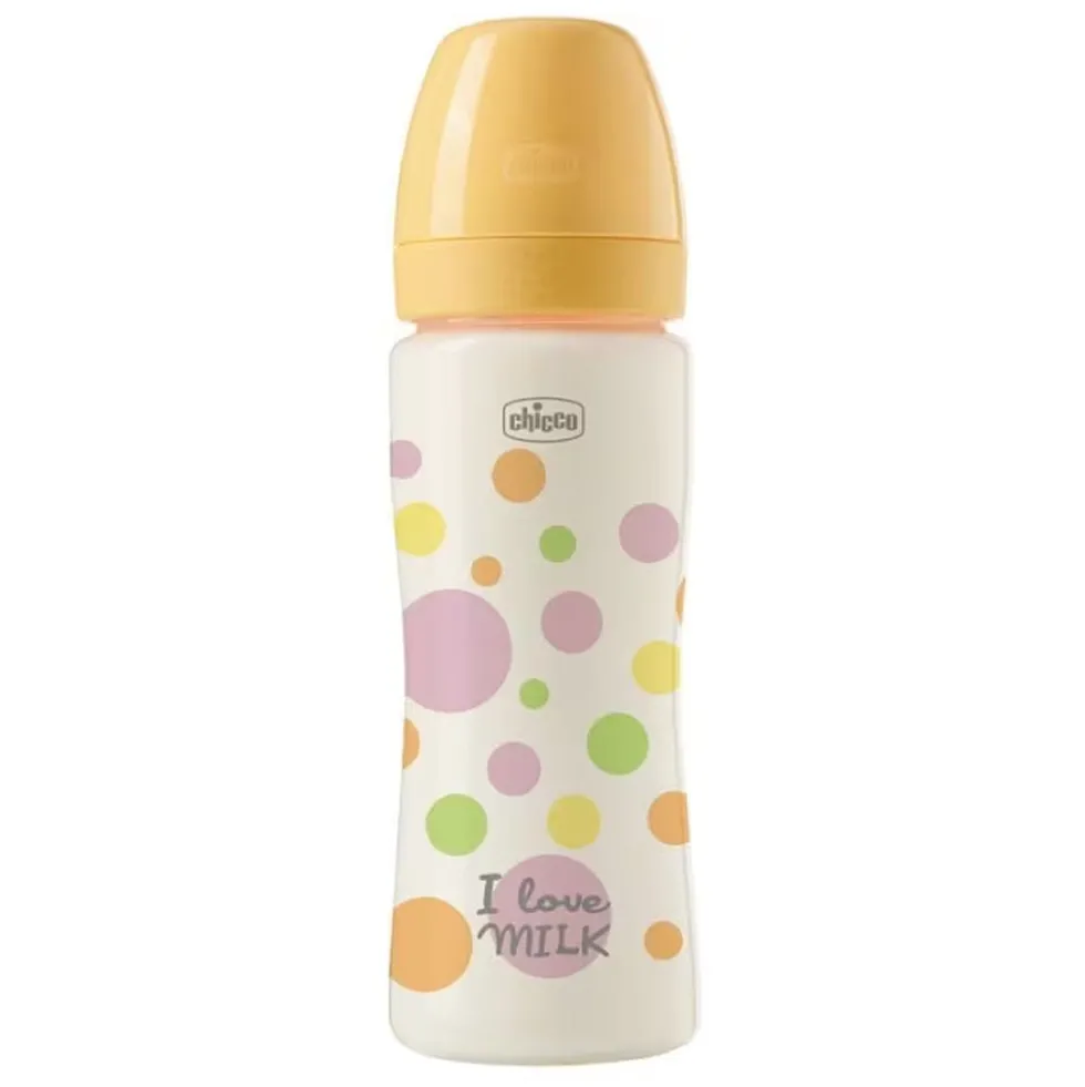 Chicco Perfect Easy Biberon Anti-Colica in Silicone 330ml Colore Giallo, 1 Pezzo