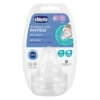 Chicco Perfect 5 Physio - Tettarella anticolica in silicone a flusso veloce dai 4 mesi, 2 pezzi