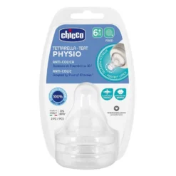 Chicco Perfect 5 - Tettarella Physio Anti-Colica in Silicone 6M+ Pappa, 2 Pezzi
