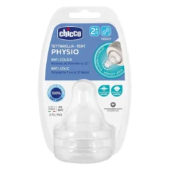 Chicco Perfect 5 - Tettarella Physio Anti-Colica in Silicone 2M+ Medio, 2 Pezzi