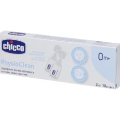 Chicco PhysioClean - Soluzione salina isotonica per igiene nasale e oculare, 10 flaconcini da 2 ml