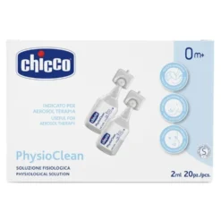 Chicco PhysioClean - Soluzione salina isotonica per l'igiene nasale e oculare, 20 flaconcini da 2 ml