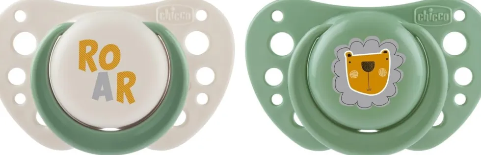 Chicco PhysioForma - Air Bianco e Verde Succhietto 2-6M Tettarella in Silicone, 2 Pezzi