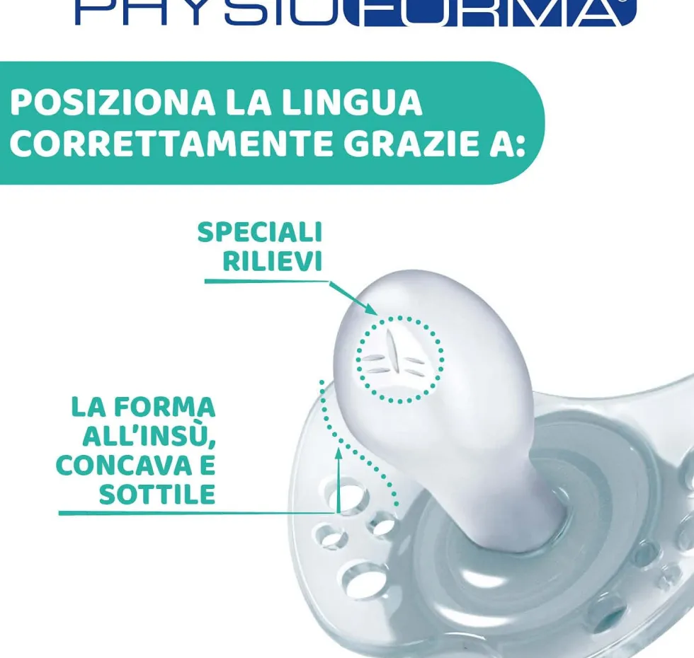 Chicco PhysioForma - Air Bianco e Verde Succhietto 2-6M Tettarella in Silicone, 2 Pezzi
