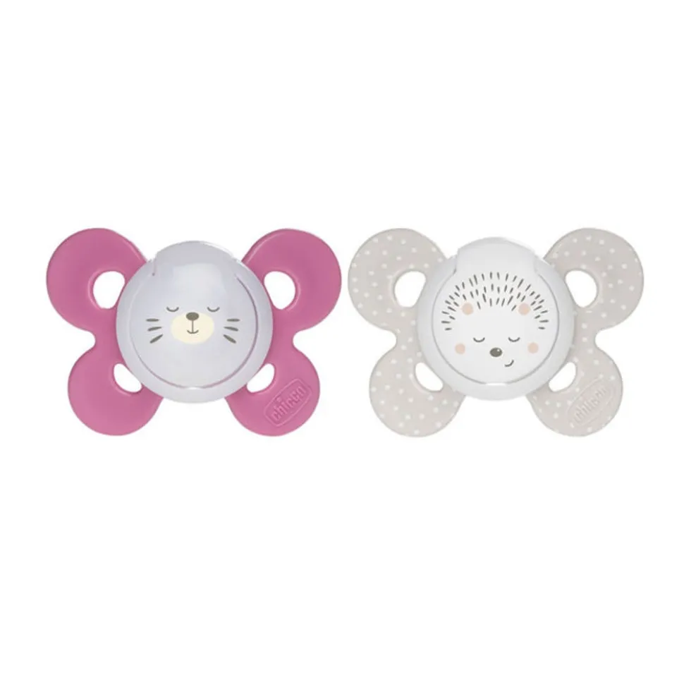 Chicco PhysioForma Comfort Lumi - Succhietto rosa per la respirazione dai 16 ai 36 mesi, 2 pezzi