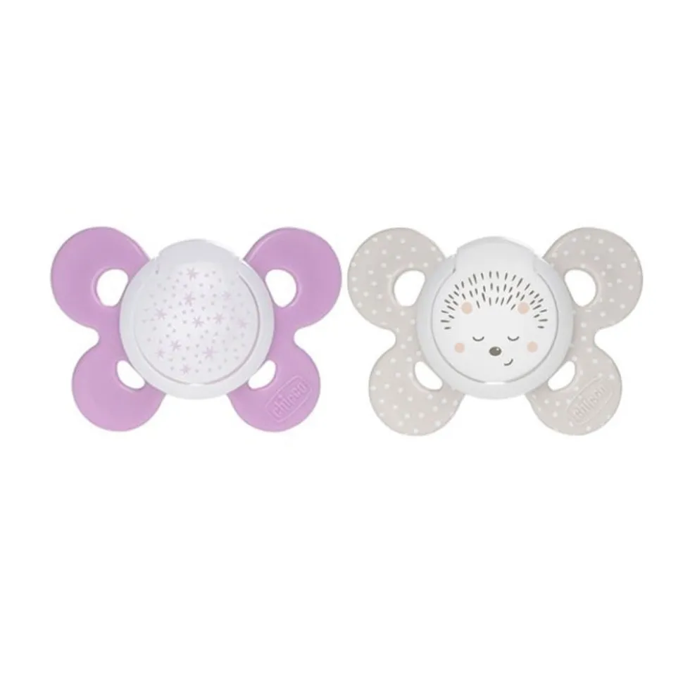 Chicco PhysioForma Comfort Lumi - Succhietto rosa per la respirazione dai 16 ai 36 mesi, 2 pezzi