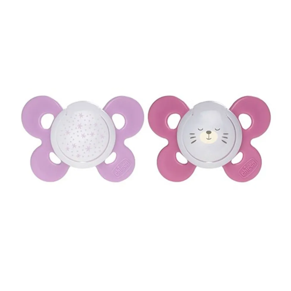 Chicco PhysioForma Comfort Lumi - Succhietto rosa per la respirazione dai 16 ai 36 mesi, 2 pezzi