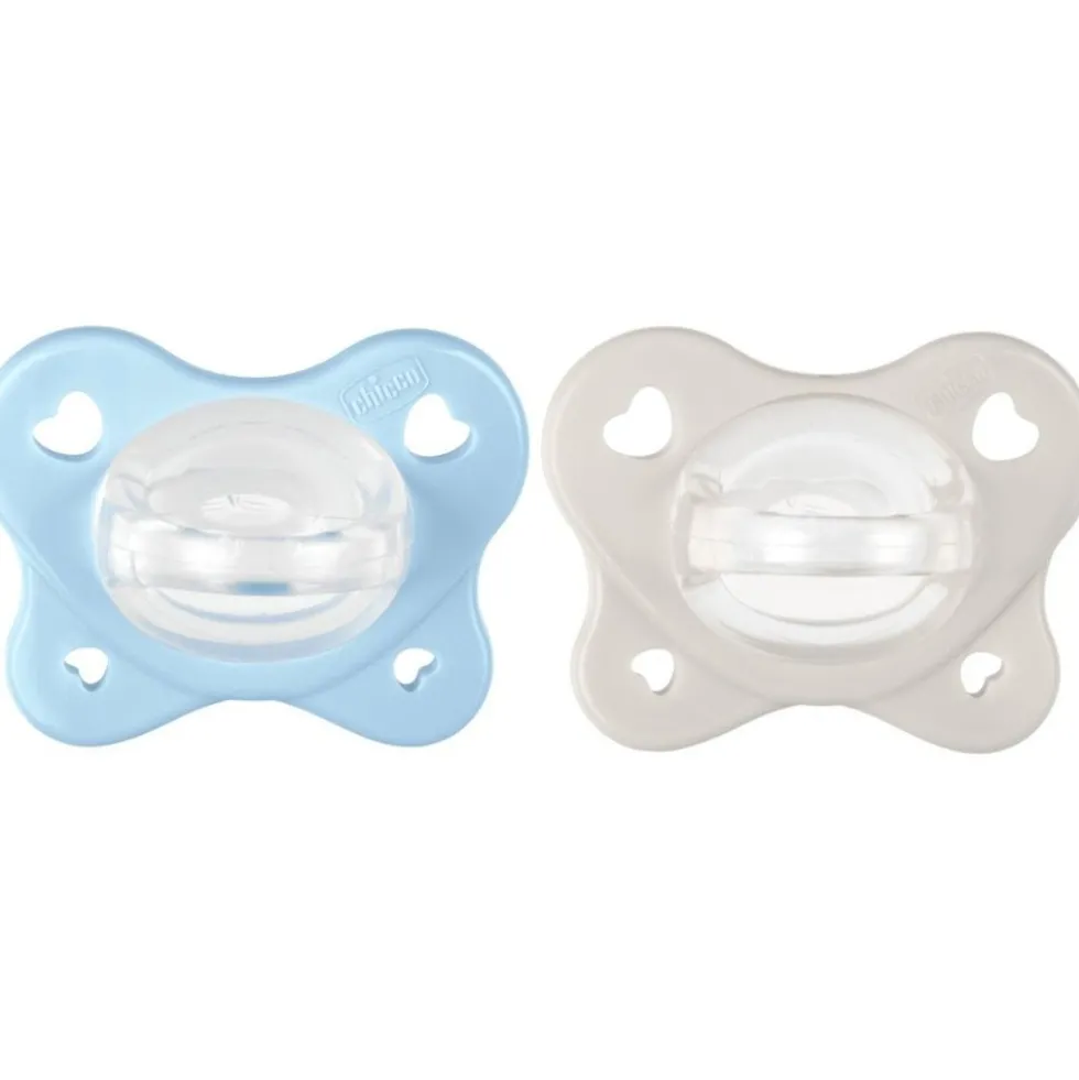 Chicco Physioforma - Dual Soft Succhietto Gommotto 2-6M Azzurro, 2 pezzi