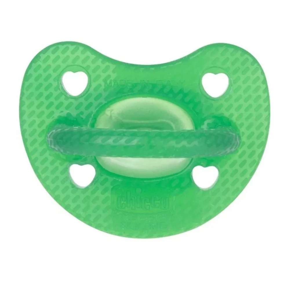 Chicco PhysioForma - Luxe Fluo Succhietto Gommotto 6-16M in Silicone Verde, 1 succhietto