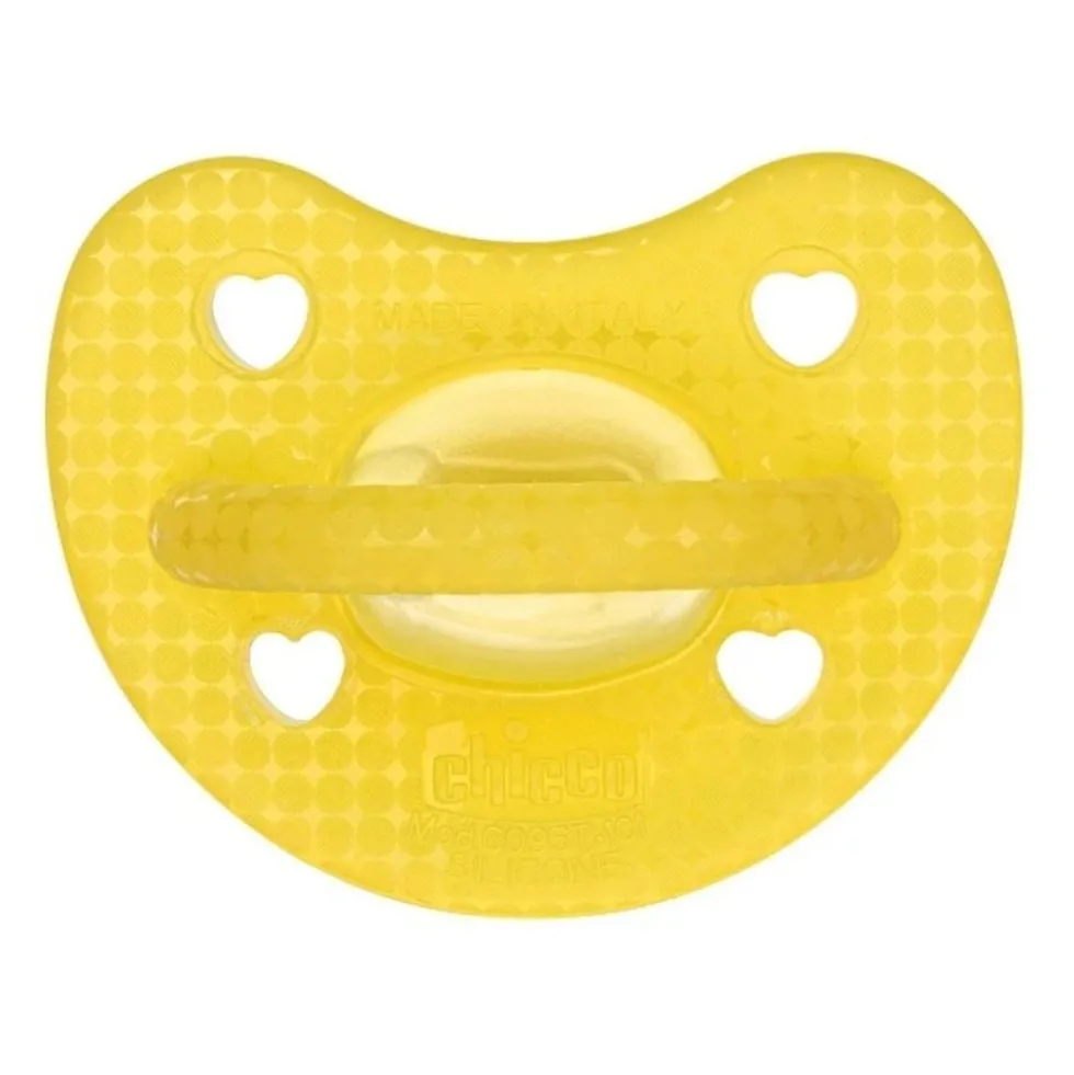 Chicco PhysioForma - Luxe Fluo Succhietto Gommotto 2-6M in Silicone Giallo, 1 succhietto