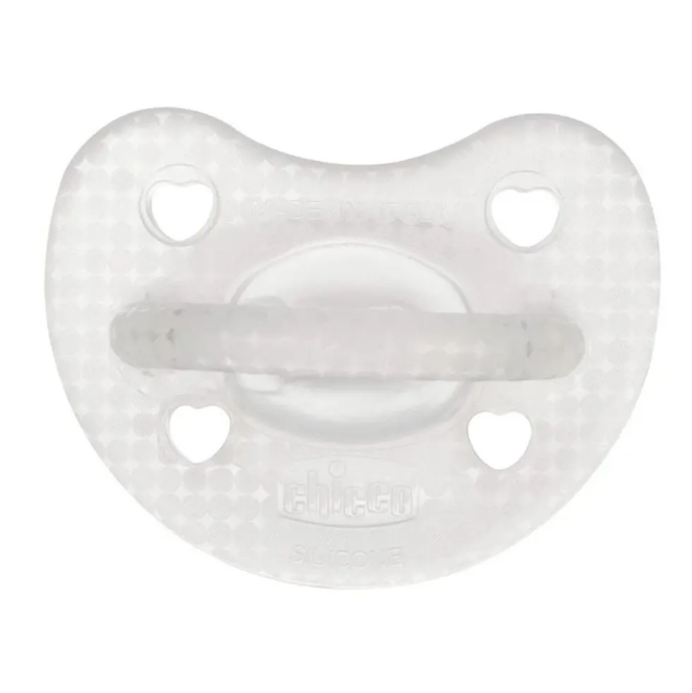 Chicco PhysioForma - Luxe Fluo Succhietto Gommotto 2-6M in Silicone Trasparente, 1 succhietto