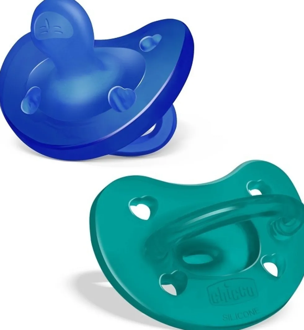 Chicco PhysioForma - Succhietto Gommotto 6-16M Soft Silicone Verde Blu, 2 Pezzi