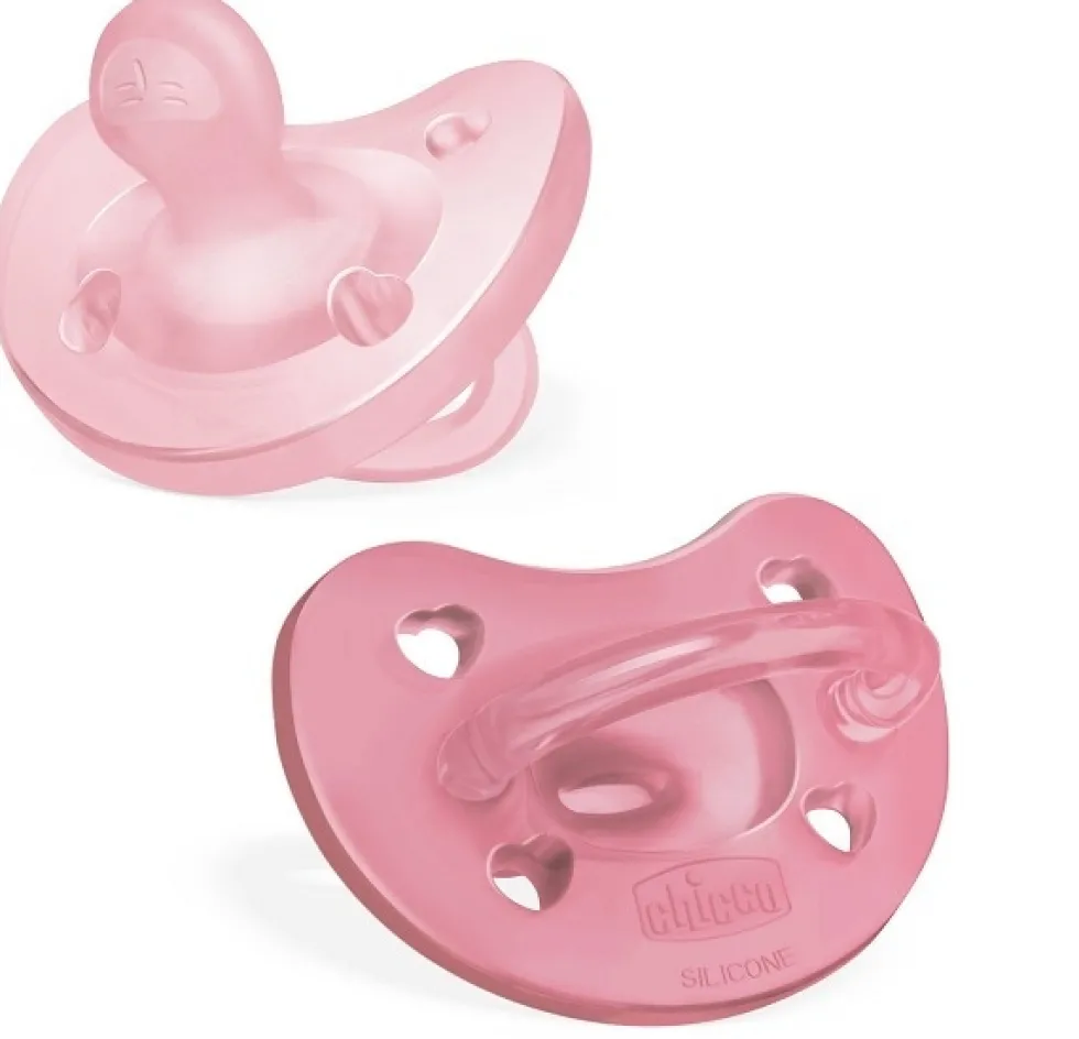 Chicco PhysioForma - Succhietto Gommotto 6-16M Soft in Silicone Rosa, 2 Pezzi